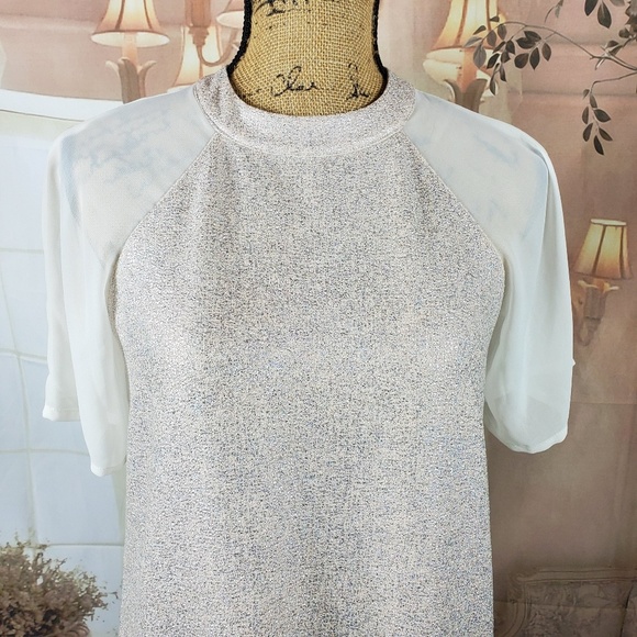 Asos Shimmer Tunic Dress with Sheer Sleeves - Picture 6 of 8